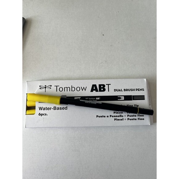 (Lot of 6) - Tombow 56541 Dual Brush Pen Art Marker, ABT 055 Yellow - NEW - Picture 2 of 3